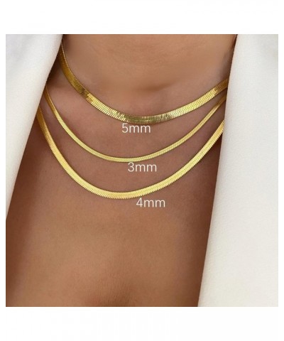 14K Gold/Silver Plated Snake Chain Herringbone Necklace Hypoallergenic Dainty Choker Waterproof Jewelry Gift for Women Girl 3...