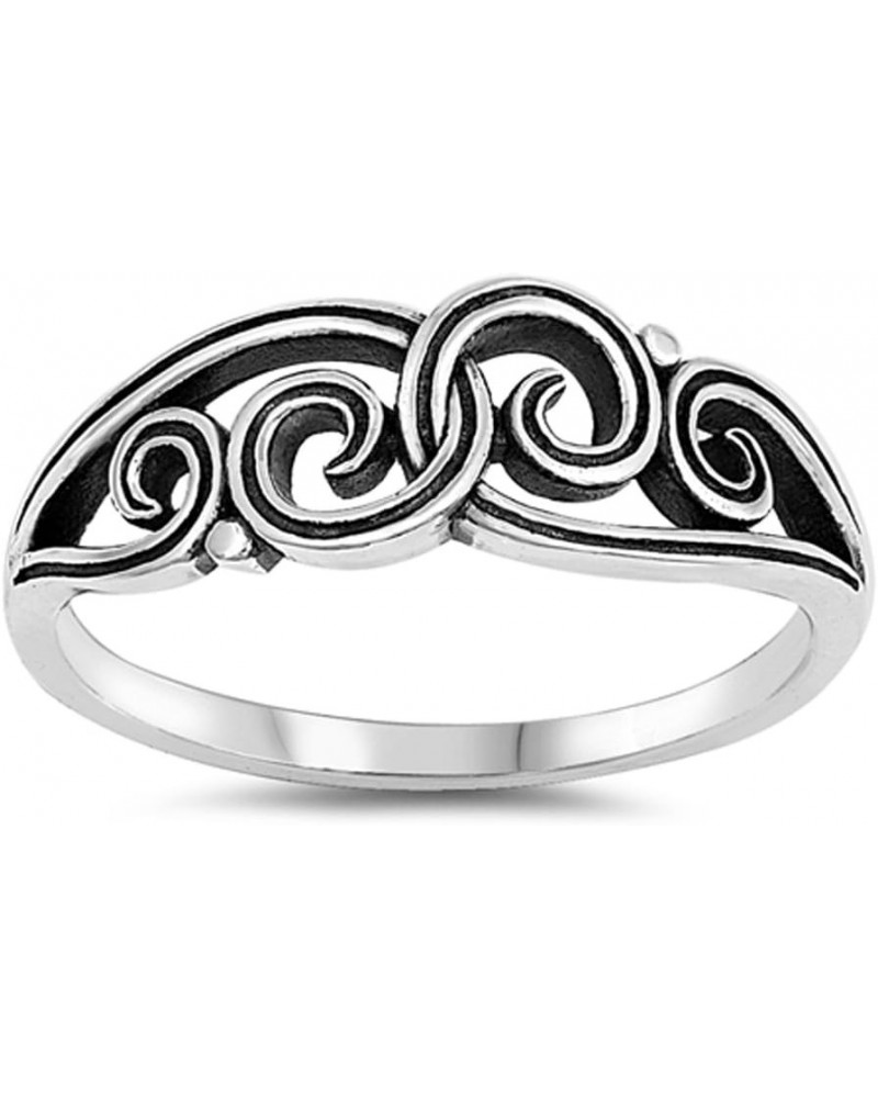 Oxidized Infinity Filigree Spiral Wave Ring .925 Sterling Silver Band Sizes 5-10 $8.98 Rings