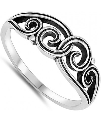 Oxidized Infinity Filigree Spiral Wave Ring .925 Sterling Silver Band Sizes 5-10 $8.98 Rings