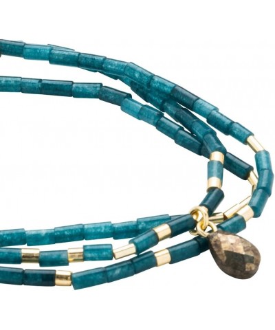 Teardrop Stone Wrap Teal Jade/Pyrite/Gold - Stone of Dreams $17.82 Bracelets