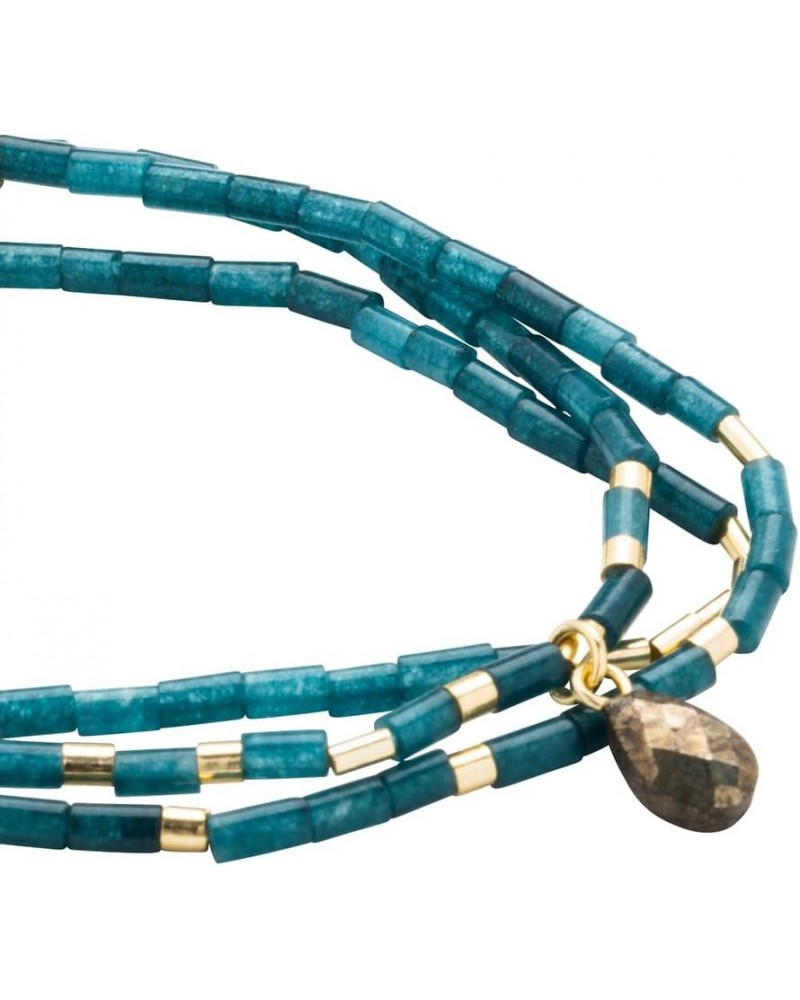 Teardrop Stone Wrap Teal Jade/Pyrite/Gold - Stone of Dreams $17.82 Bracelets