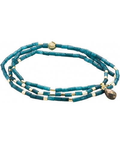 Teardrop Stone Wrap Teal Jade/Pyrite/Gold - Stone of Dreams $17.82 Bracelets