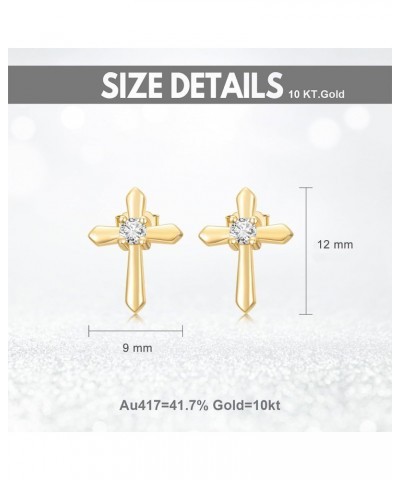 10k Gold Created Moissanite Cross Earrings for Women, Real 10 Carat Gold Religious Stud Earrings $54.60 Earrings