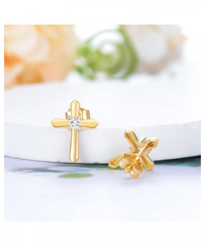 10k Gold Created Moissanite Cross Earrings for Women, Real 10 Carat Gold Religious Stud Earrings $54.60 Earrings