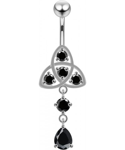 CZ Gemstone Celtic Design with Round and Teardrop Dangling 925 Sterling Silver Belly Ring Body Jewelry Black $12.52 Body Jewelry