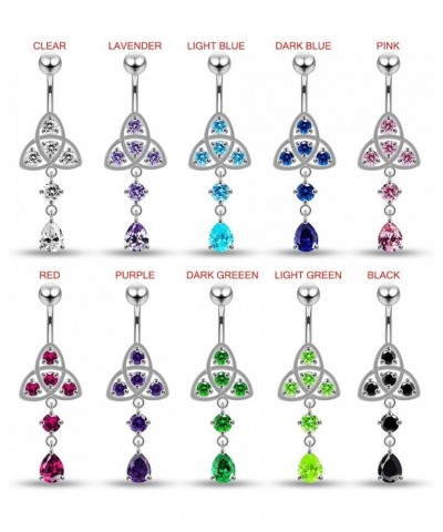 CZ Gemstone Celtic Design with Round and Teardrop Dangling 925 Sterling Silver Belly Ring Body Jewelry Black $12.52 Body Jewelry