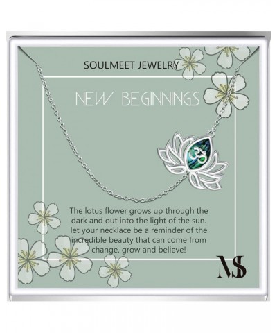 Sterling Silver Yoga Lotus Flower Necklace for Women Girls with Inspirational Quote on Gift Card, Om Lotus Sideways Necklace ...