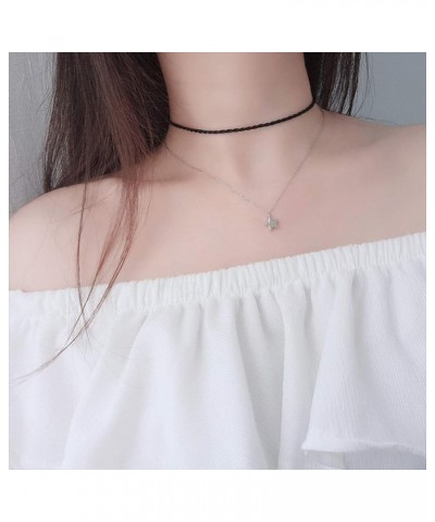 Tiny Star Pendant Necklace Simple Dainty Clavicle Chain Retro Choker Jwelery For Women Girls (Golden) Silver $5.61 Necklaces