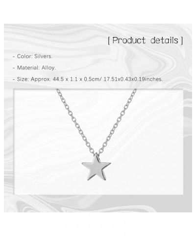 Tiny Star Pendant Necklace Simple Dainty Clavicle Chain Retro Choker Jwelery For Women Girls (Golden) Silver $5.61 Necklaces