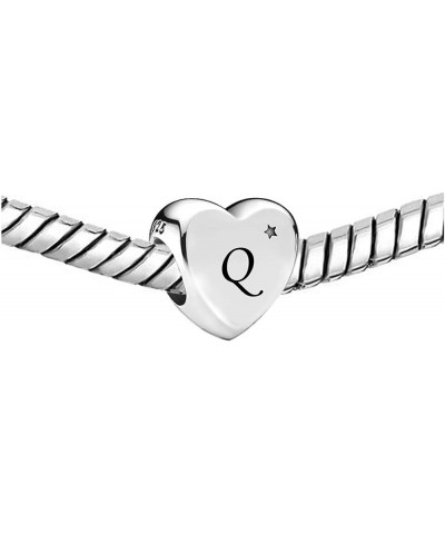 Initial A to Z Letter Heart Charm fits Pandora Moments Bracelets Alphabet Star S925 Sterling Silver Beads Family Birthday Ini...