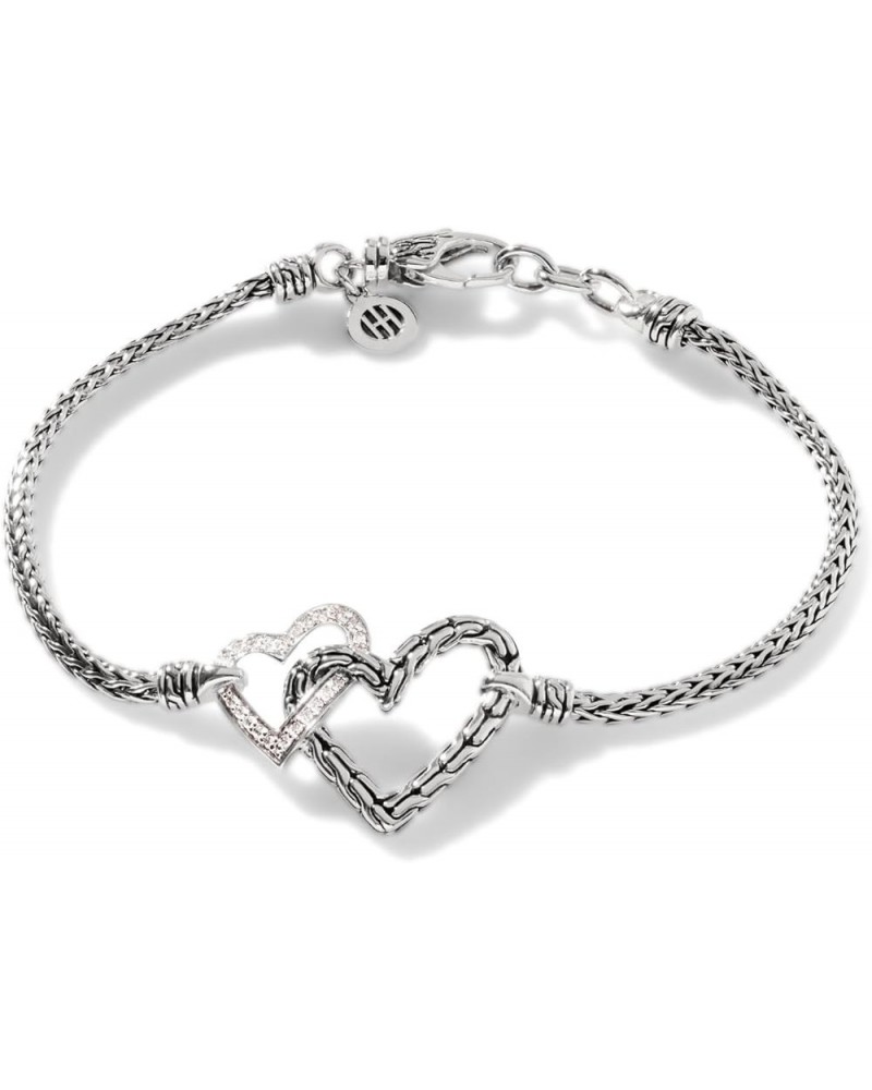 Classic Chain Manah Silver Diamond Pave (0.11ct) 2.5mm Mini Chain Bracelet with Lobster Clasp Small $350.55 Bracelets