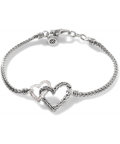 Classic Chain Manah Silver Diamond Pave (0.11ct) 2.5mm Mini Chain Bracelet with Lobster Clasp Small $350.55 Bracelets