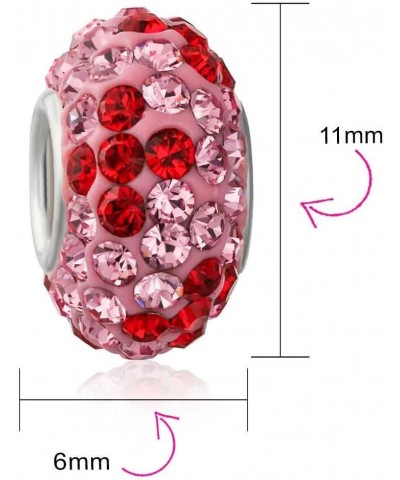 Flower Spring Crystal Spacer Bead Core .925 Sterling Silver Fits European Charm Bracelet For Women For Teen More Colors Pink ...