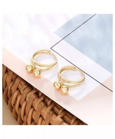 14K Gold Plated S925 Sterling Silver Post Drop/Dangle Huggie Earrings, Cute Tiny Drop Multiple Balls Hoop Earrings for Women ...