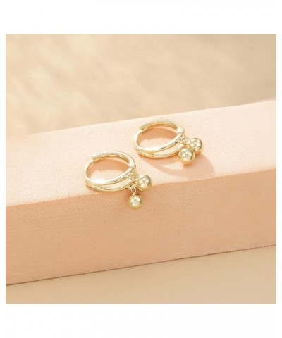 14K Gold Plated S925 Sterling Silver Post Drop/Dangle Huggie Earrings, Cute Tiny Drop Multiple Balls Hoop Earrings for Women ...