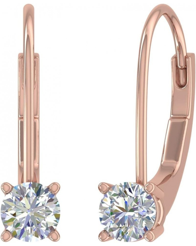 0.40 to 1 Carat Diamond Leverback Drop Earrings in 14K Gold - IGI Certified Rose Gold 0.38 carats $154.50 Earrings