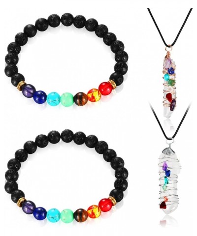 4 Pieces Spiritual Necklace Bracelet Set Including 2 Pieces Crystal Pendant Necklaces Reiki Spiritual Stones Necklace 2 Piece...