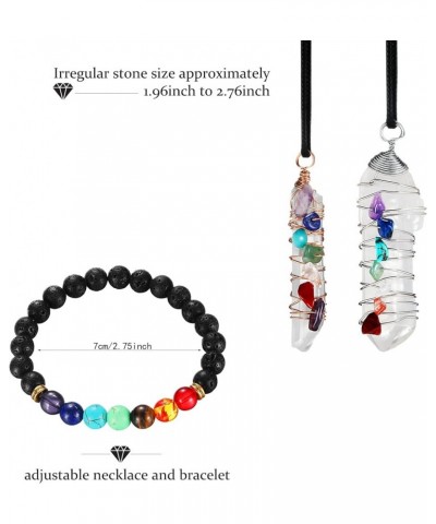 4 Pieces Spiritual Necklace Bracelet Set Including 2 Pieces Crystal Pendant Necklaces Reiki Spiritual Stones Necklace 2 Piece...