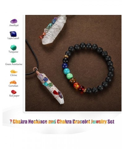 4 Pieces Spiritual Necklace Bracelet Set Including 2 Pieces Crystal Pendant Necklaces Reiki Spiritual Stones Necklace 2 Piece...