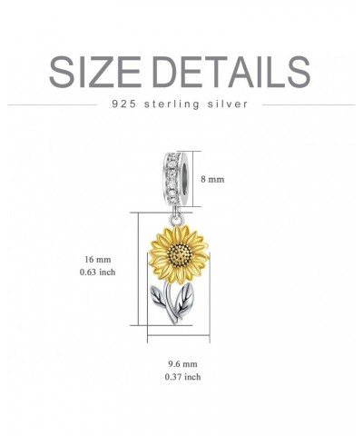 Valentine's Day Gifts for Her Sunflower Charm 925 Sterling Silver Flower Pendant Dangle Charm Beads for Bracelet Sunflower Je...