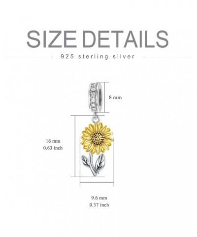 Valentine's Day Gifts for Her Sunflower Charm 925 Sterling Silver Flower Pendant Dangle Charm Beads for Bracelet Sunflower Je...