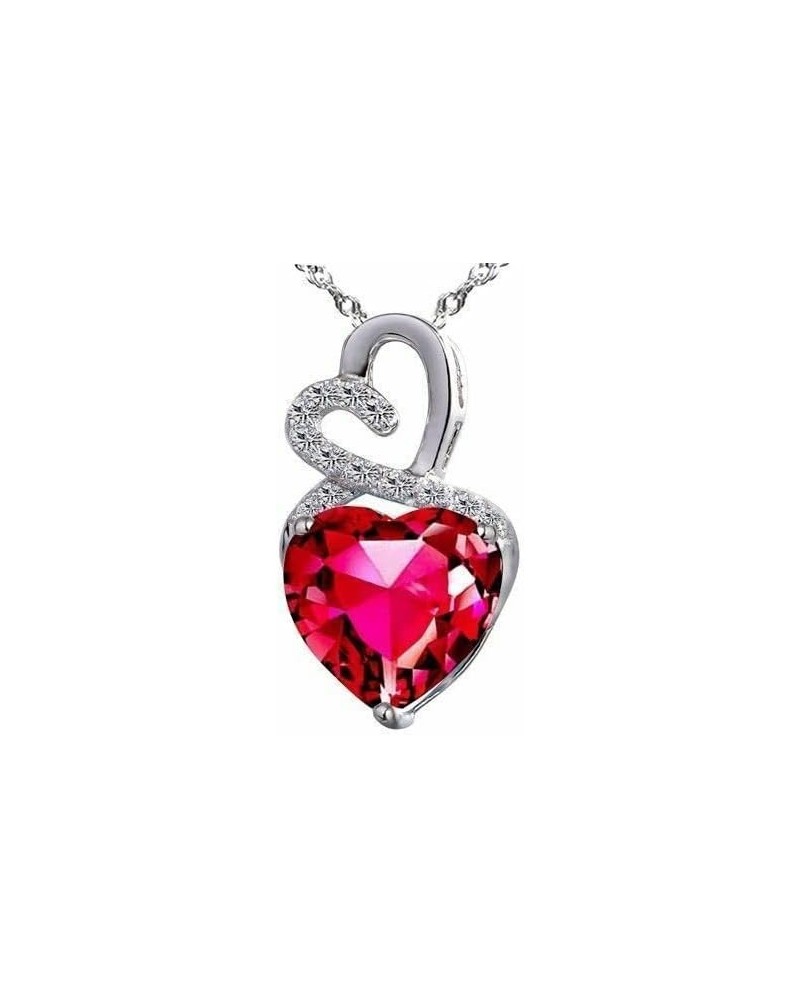 Lab-Created Gemstone Birthstone Heart and Diamond Accent Necklace Pendant Charm in 10k White Gold or 10k Yellow Gold plated o...