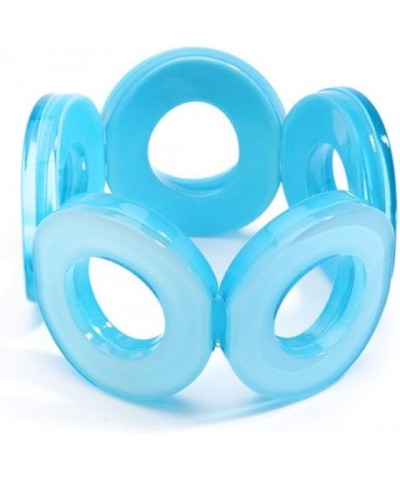 Colorful Acrylic Resin Circle Statement Stretch Bracelet for Women Bright Blue $17.94 Bracelets