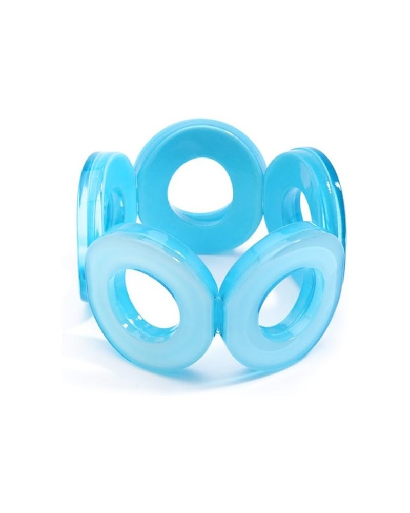 Colorful Acrylic Resin Circle Statement Stretch Bracelet for Women Bright Blue $17.94 Bracelets