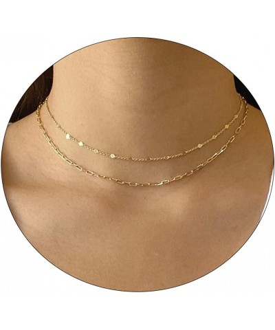 14K Gold/Silver Plated Satellite Choker Shining Dots Station Box Chain 3 Blue Beads Sparkle Chain Necklace Open Hearts Open S...