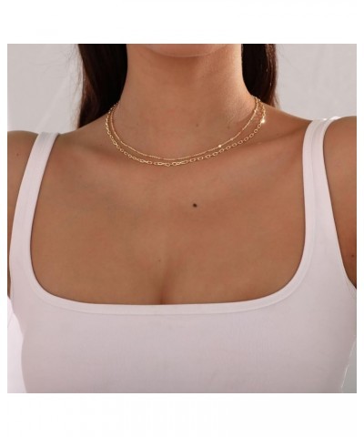 14K Gold/Silver Plated Satellite Choker Shining Dots Station Box Chain 3 Blue Beads Sparkle Chain Necklace Open Hearts Open S...