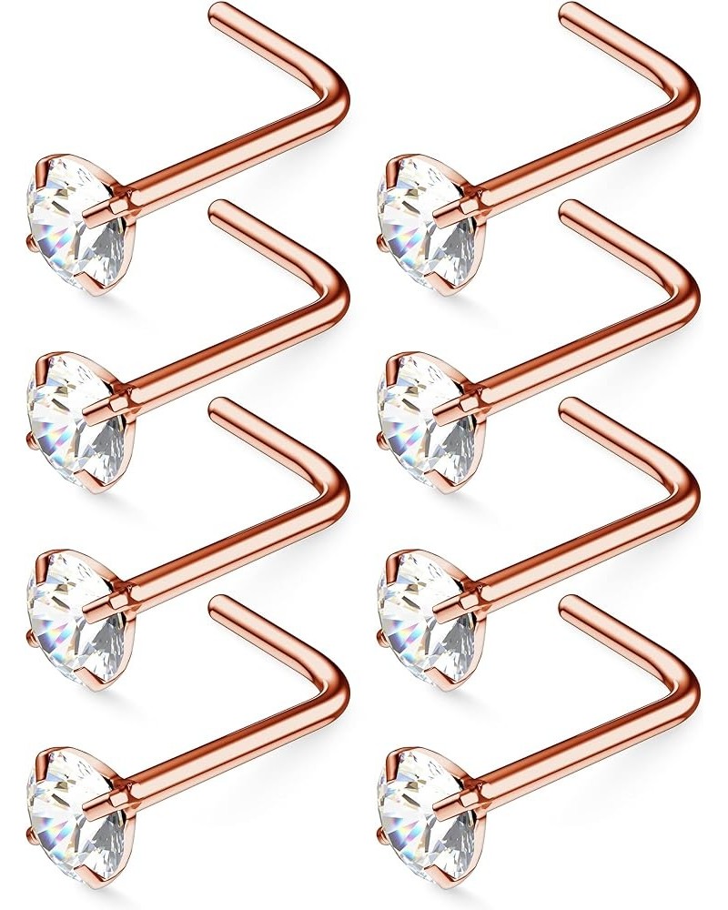 Nose Rings For Women & Men Crystal Set - Hypoallergenic Nose Studs L Shaped Pack - Nose Ring Nostril Piercing Jewelry (select...