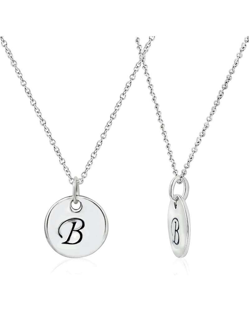 Rhodium clad Sterling Silver Plain Initial Pendant Necklace Letter B $16.90 Necklaces