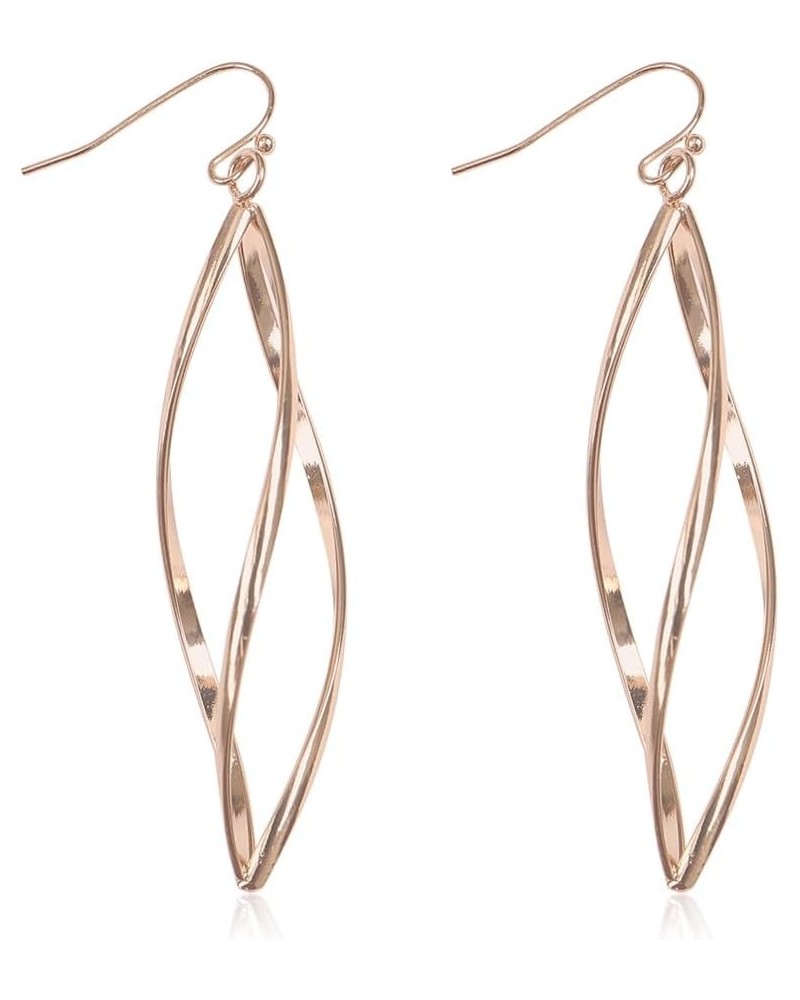 Bohemian Geometric Cut-Out Drop Earrings - Simple Metallic Open Hoop Dangles Teardrop, Oval, Marquise Twist Link Dangles - Si...