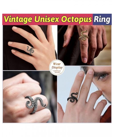 Octopus Tentacle Ring Unisex Devilfish Jewelry Punk Rings for Men Women, Stainless Steel 18K Gold Plated, Personalized Custom...