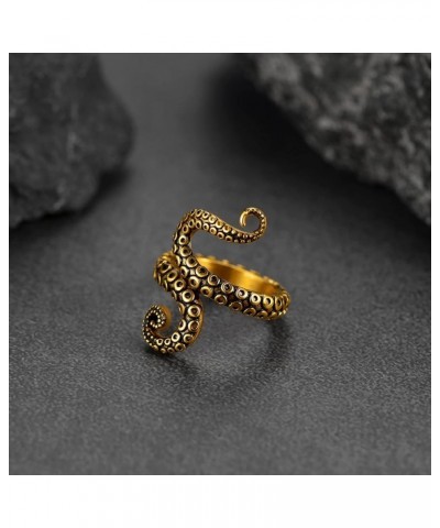 Octopus Tentacle Ring Unisex Devilfish Jewelry Punk Rings for Men Women, Stainless Steel 18K Gold Plated, Personalized Custom...