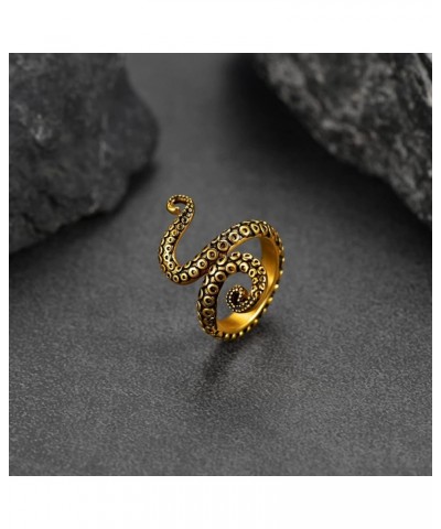 Octopus Tentacle Ring Unisex Devilfish Jewelry Punk Rings for Men Women, Stainless Steel 18K Gold Plated, Personalized Custom...