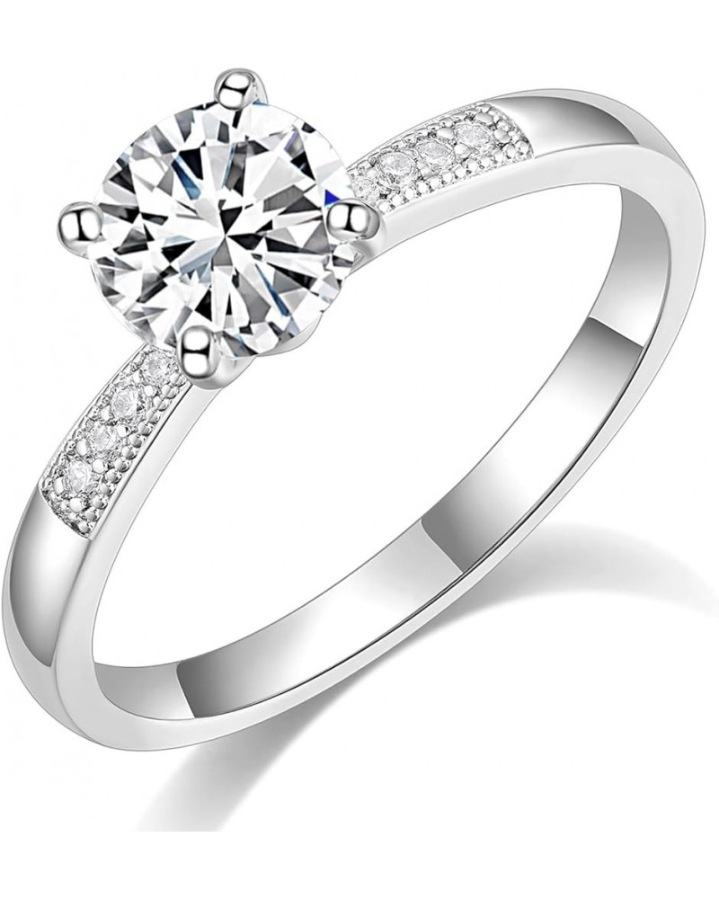 1.5CT Wedding Band for Women Round Solitaire Milgrain Cubic Zirconia Engagement Ring Halo Promise Ring Size 4-11 Silver $11.7...