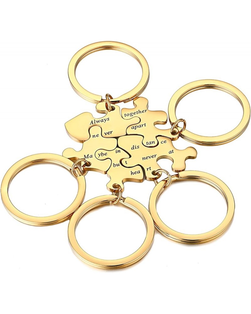 BFF Necklace for 2/3/4/5/6 Stainless Steel Family Friendship Puzzle Sister Necklace Set 5 Bff Keychains Gold $11.04 Necklaces