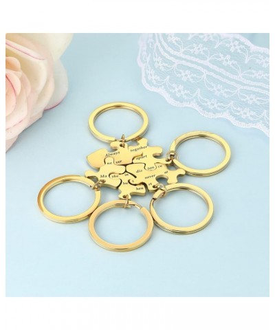 BFF Necklace for 2/3/4/5/6 Stainless Steel Family Friendship Puzzle Sister Necklace Set 5 Bff Keychains Gold $11.04 Necklaces