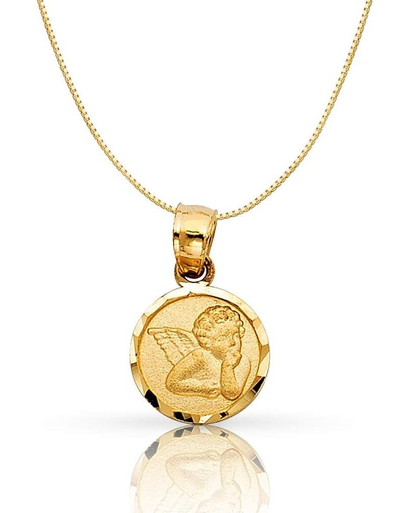 14K Gold Dainty Angel Pendant Religious Charm with 0.5mm Box Chain Necklace For Women 16 Inches $65.60 Necklaces