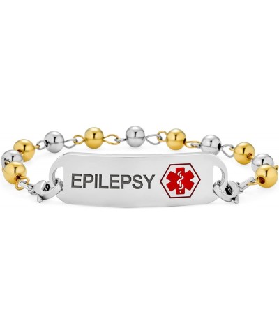 Customizable Engravable Identification Medical ID Ball Bead Link Chain Bracelet For Women Stainless Steel 7.5 Inch Epilepsy $...