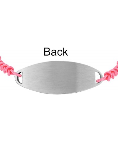 Customizable Engravable Identification Medical ID Pink Braided Cord Bracelet For Women Stainless Steel Adjustable Pacemaker $...