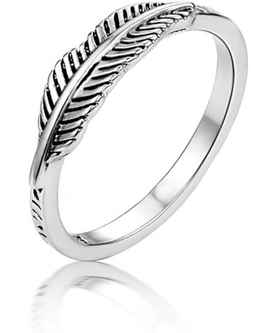 Feather Leaf Simple Dainty Boho Sterling Silver Midi Ring Sizes 6-11 $7.40 Rings