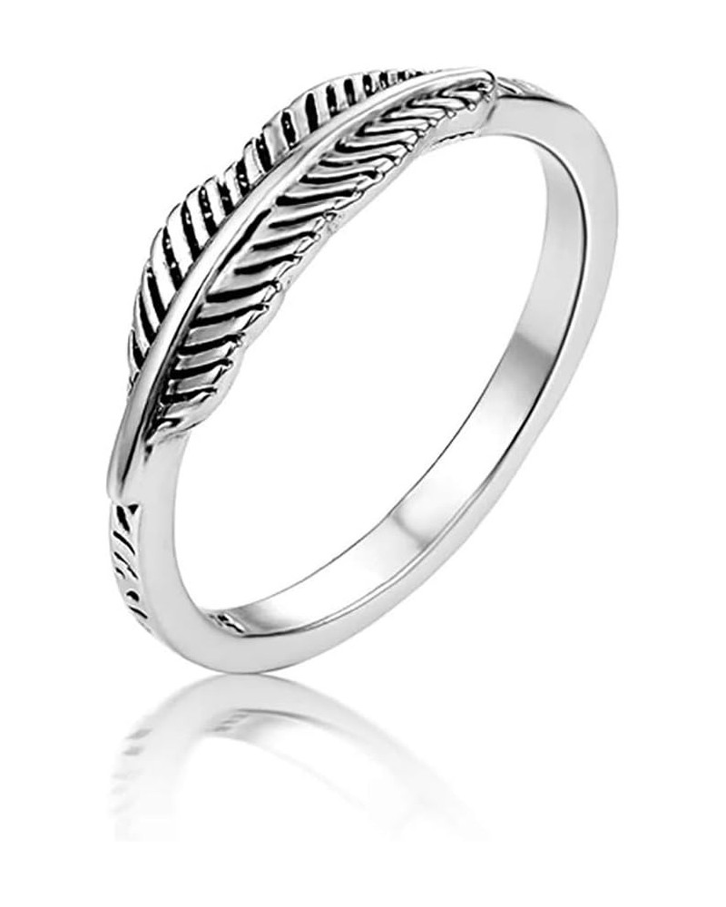 Feather Leaf Simple Dainty Boho Sterling Silver Midi Ring Sizes 6-11 $7.40 Rings