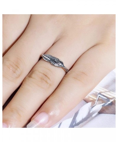 Feather Leaf Simple Dainty Boho Sterling Silver Midi Ring Sizes 6-11 $7.40 Rings