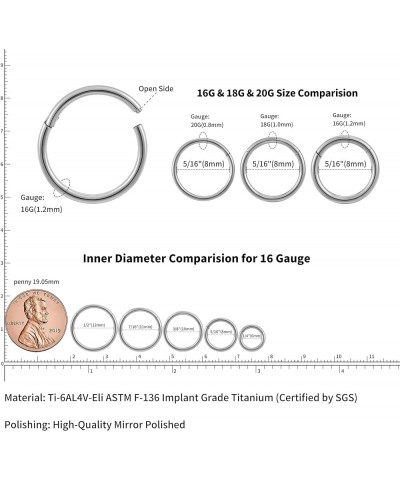 ASTM F136 Titanium Nose rings Piercing Jewelry Hoop 16G 18G 20G 6mm 8mm Gold 16G(1.2mm), 5/16"(8mm) $7.79 Others