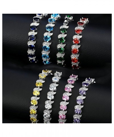 Womens Colorful Replica Tennis Leaf Rhinestone Bracelets Jewelry Teen Girls Trendy Rainbow Stainless Steel Rhinestone Braclet...