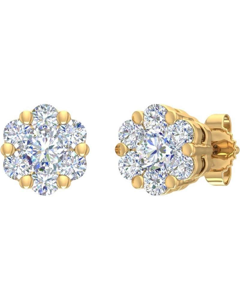 1/2 to 1 Carat Cluster Diamond Stud Earrings in 14K Gold - IGI Certified (SI1-SI2 Clarity) Yellow Gold 0.5 carats $144.50 Ear...