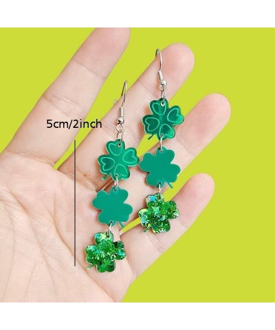 St. Patrick's Day Earrings Green Lucky Clover Highland Cow Wooden Dangle Earrings Cute Irish Shamrock Hat Horseshoe Dinosaur ...