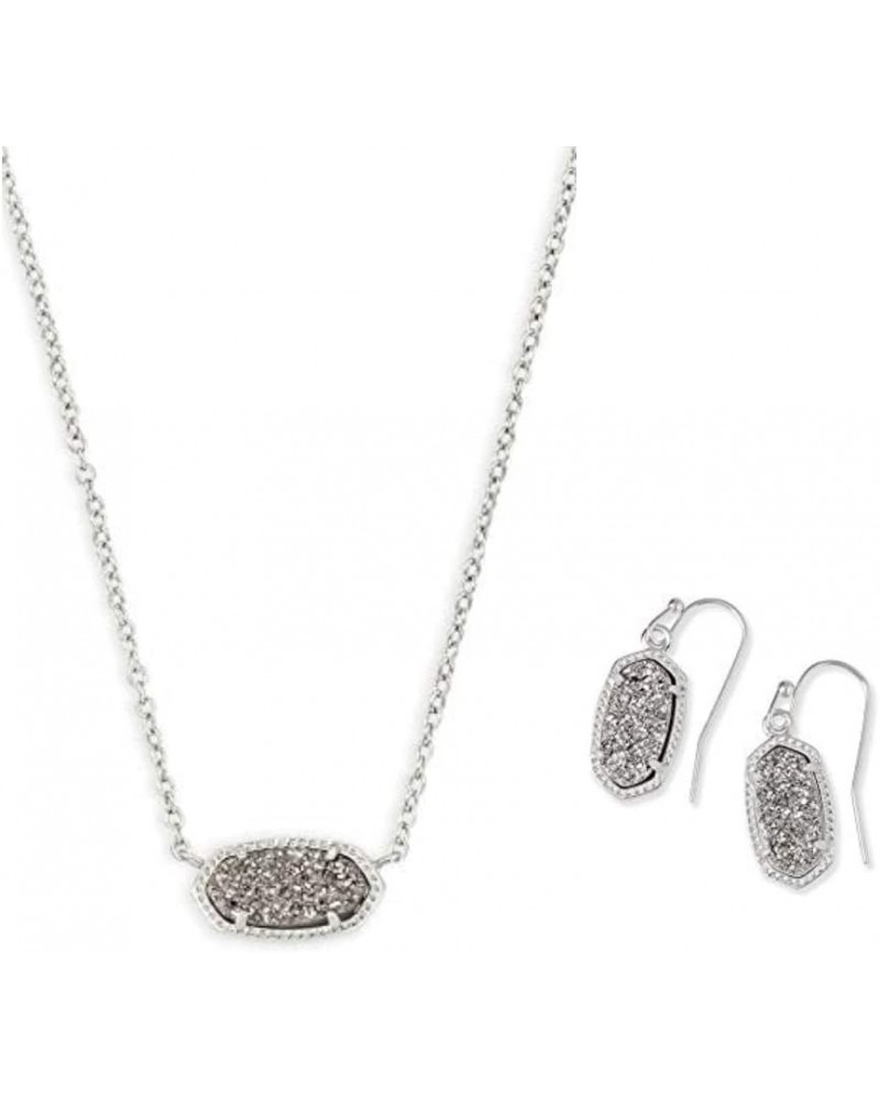 Elisa Pendant Necklace and Lee Drop Earrings in Rhodium-Plated Set for Women $68.64 Jewelry Sets